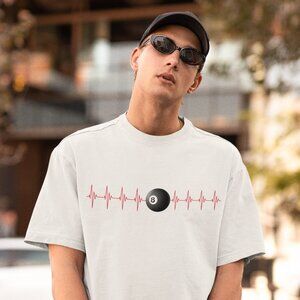 Heartbeat 8 Ball Pool T-Shirt | Billiards Graphic Tee | Unisex